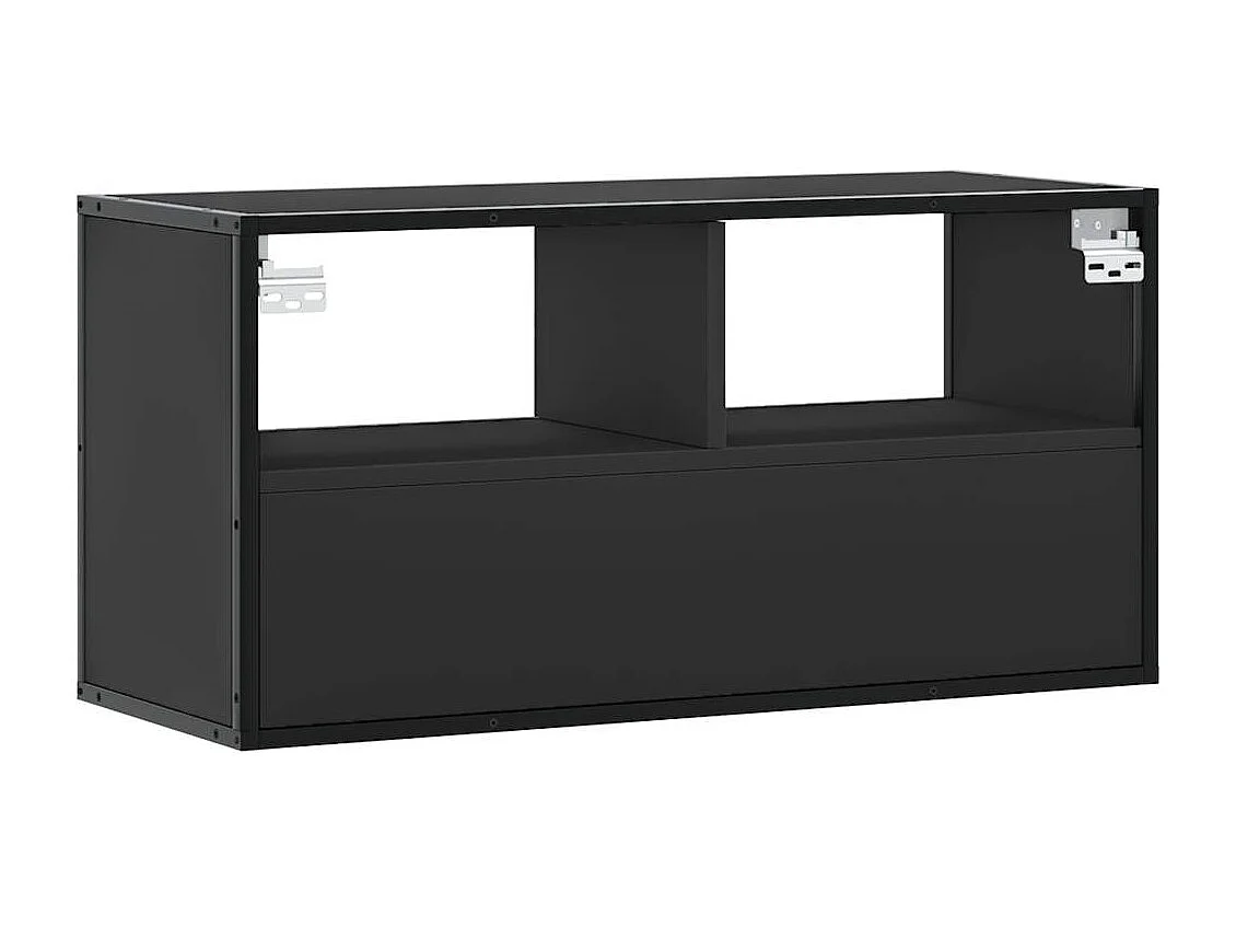 Meuble TV noir 80x31x39,5 cm bois d'ingénierie et métal