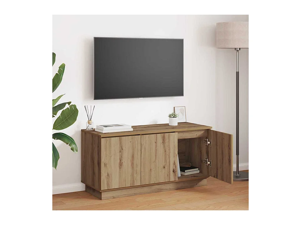 Mueble de TV con LED Roble artisan 100 x 38 x 49 cm