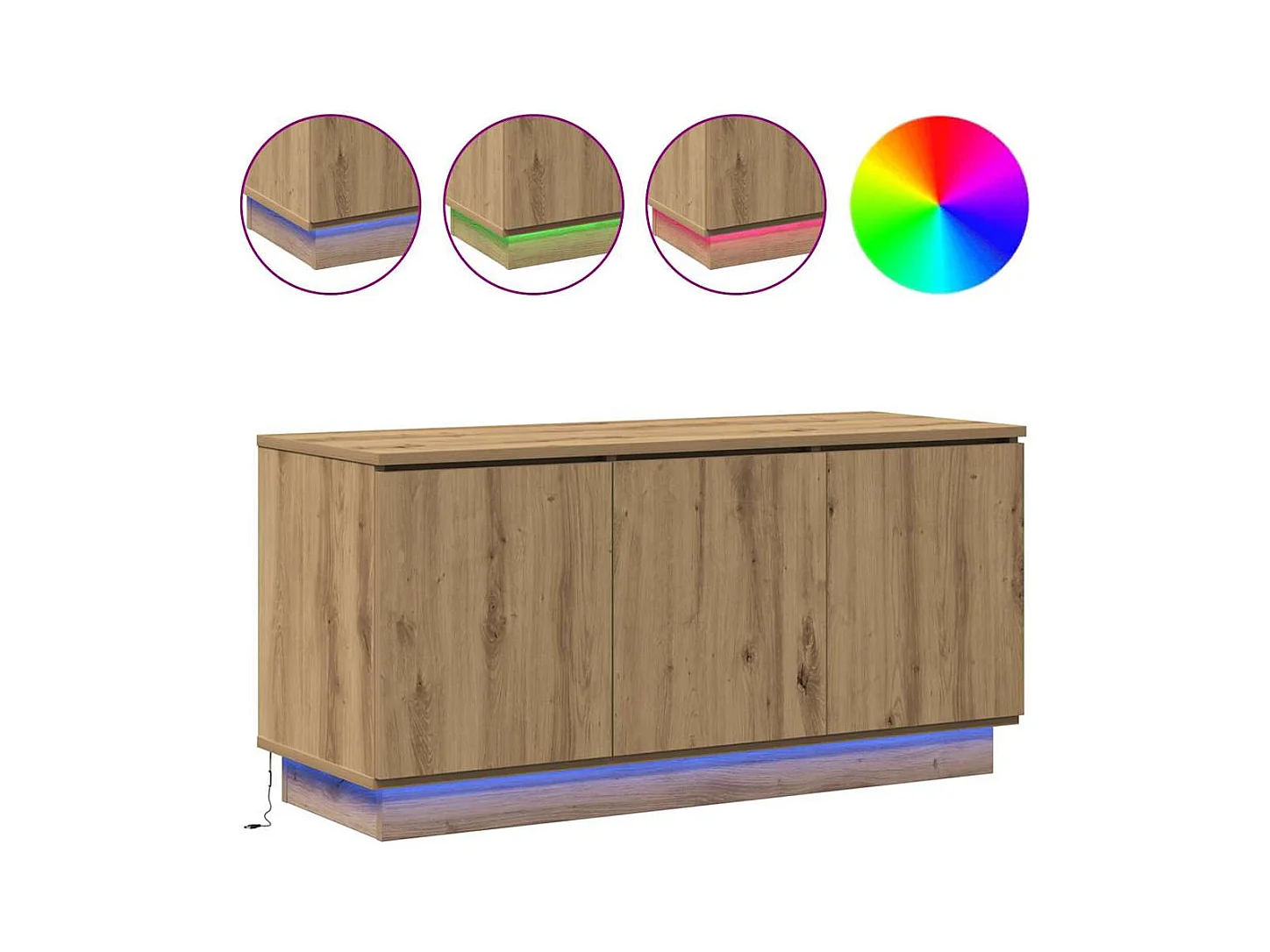 Mueble de TV con LED Roble artisan 100 x 38 x 49 cm