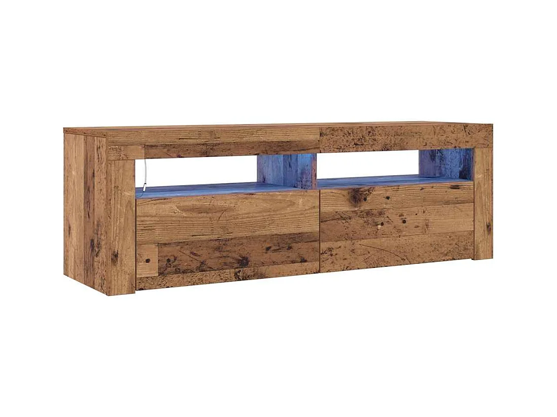 Meuble TV avec lumières LED vieux bois bois d'ingénierie