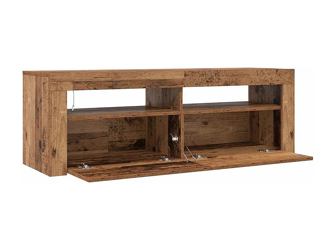 Meuble TV avec lumières LED vieux bois bois d'ingénierie