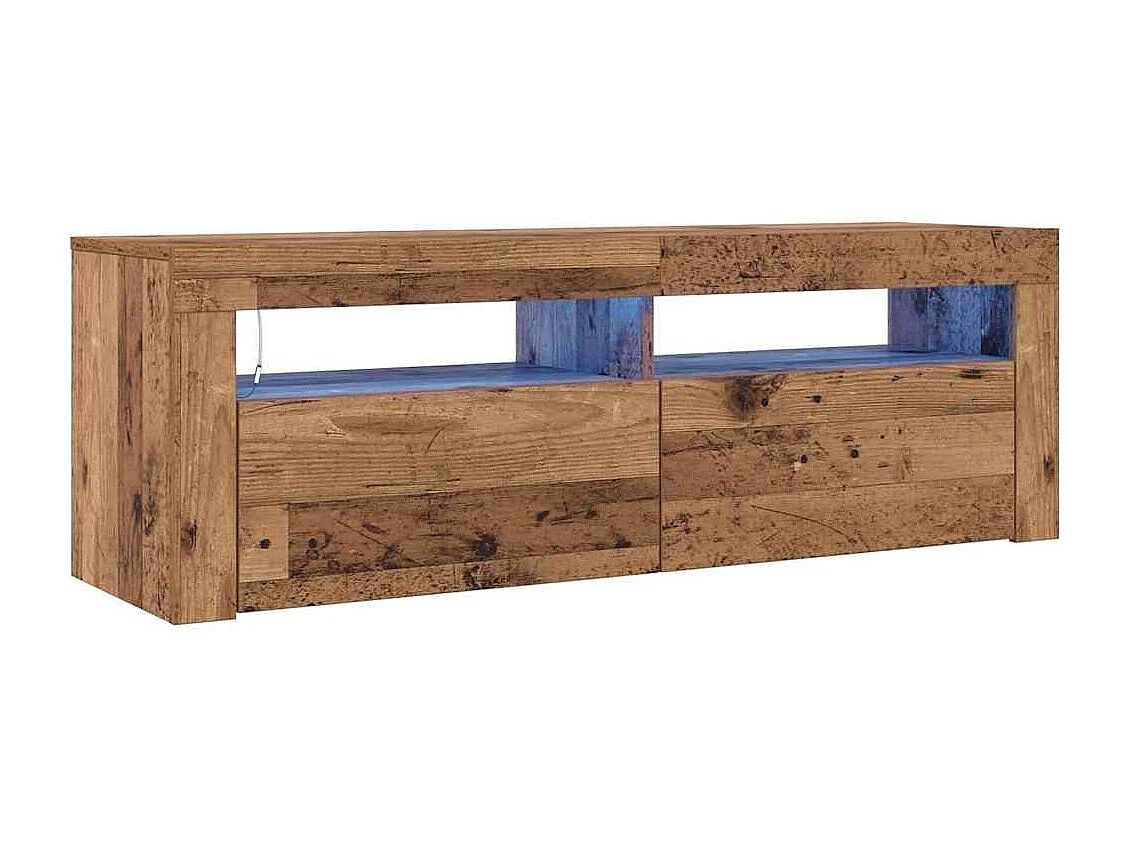 Meuble TV avec lumières LED vieux bois bois d'ingénierie