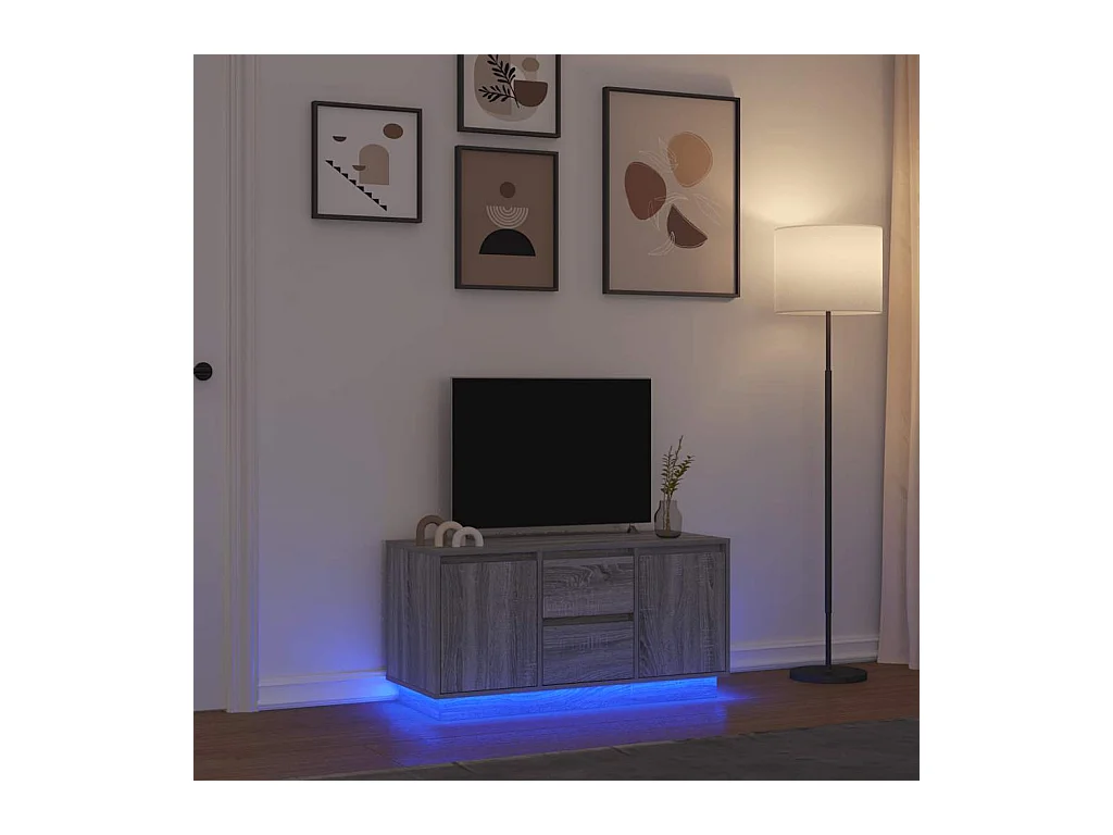 Móvel de TV com luzes LED 100x41x50 cm cinzento sonoma