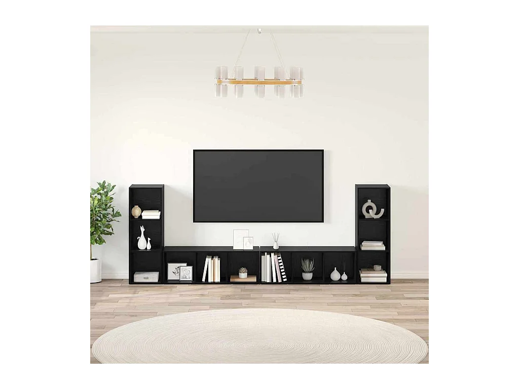 Gabinete para TV 4 peças Carvalho preto 37 x 35 x 107.5 cm