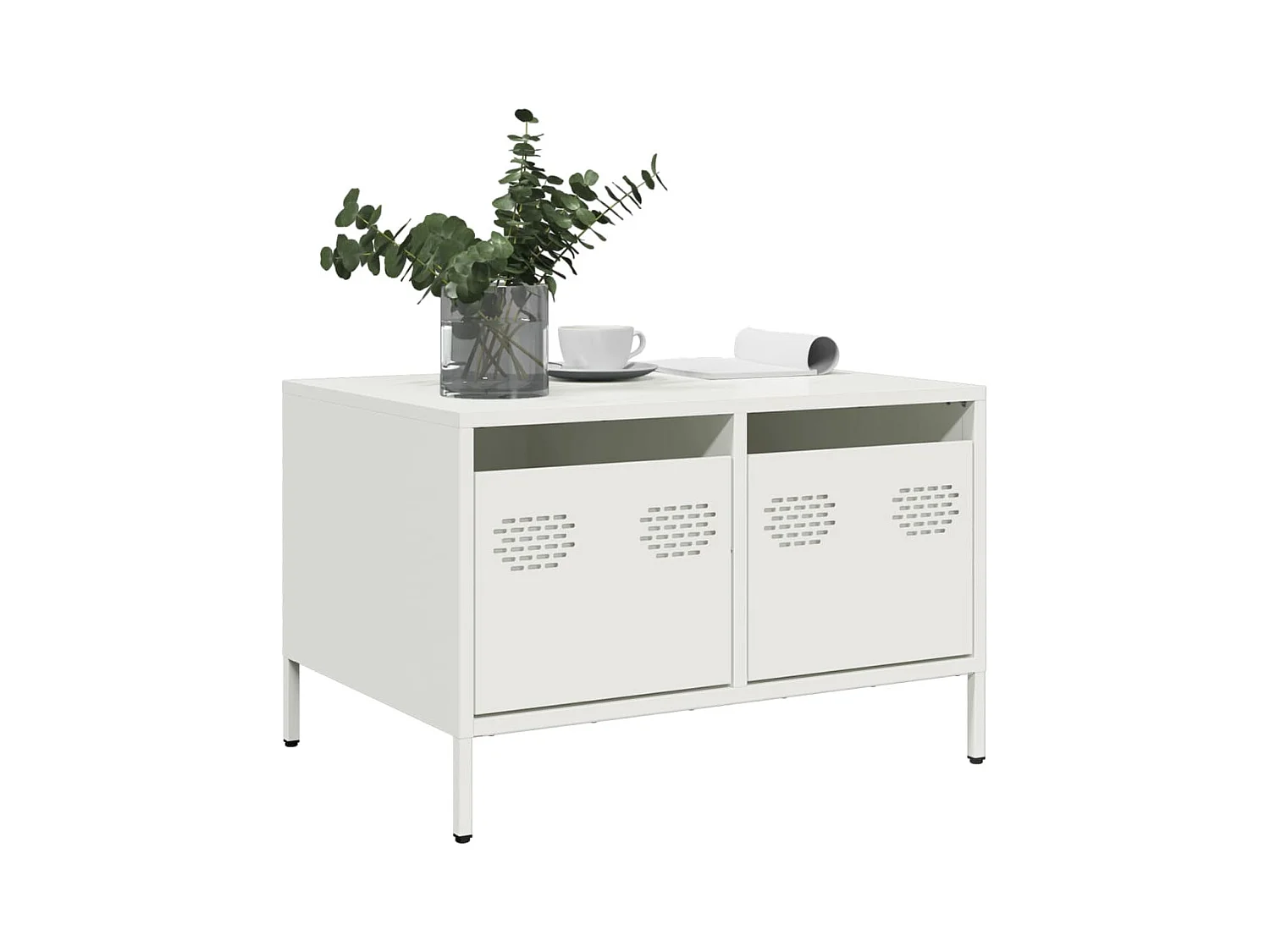 Meuble TV blanc 68x50x43,5 cm acier laminé à froid