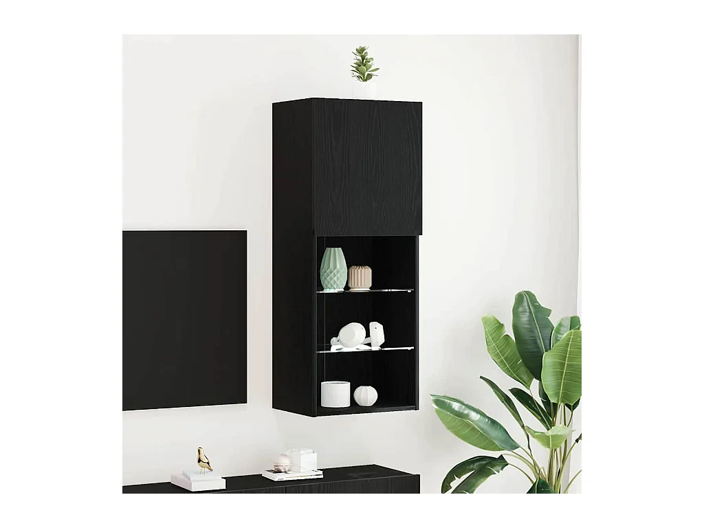 Meuble TV Chêne noir 40.5 x 30 x 102 cm Bois d'ingénierie