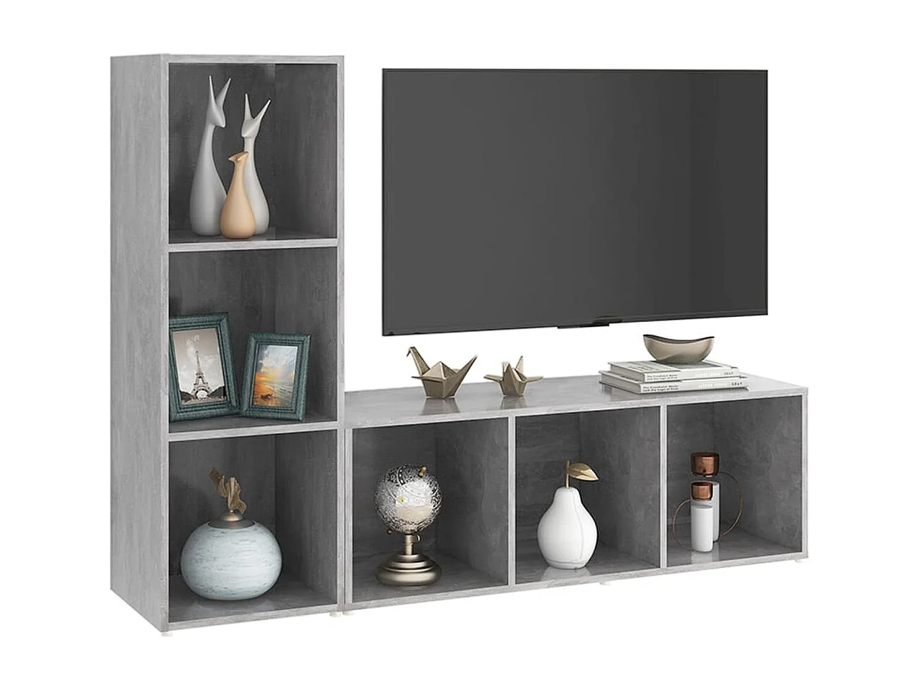 Meubles TV 2 pièces Gris béton 107x35x37 cm Bois d'ingénierie
