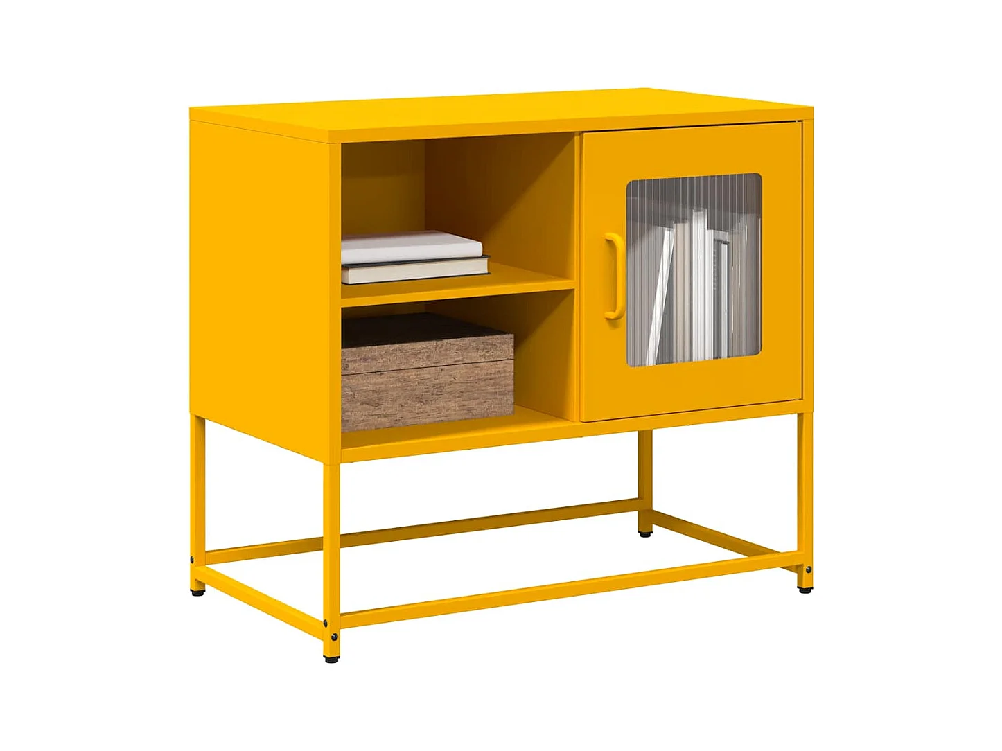 Mueble para TV de acero amarillo mostaza 68x39x60,5 cm