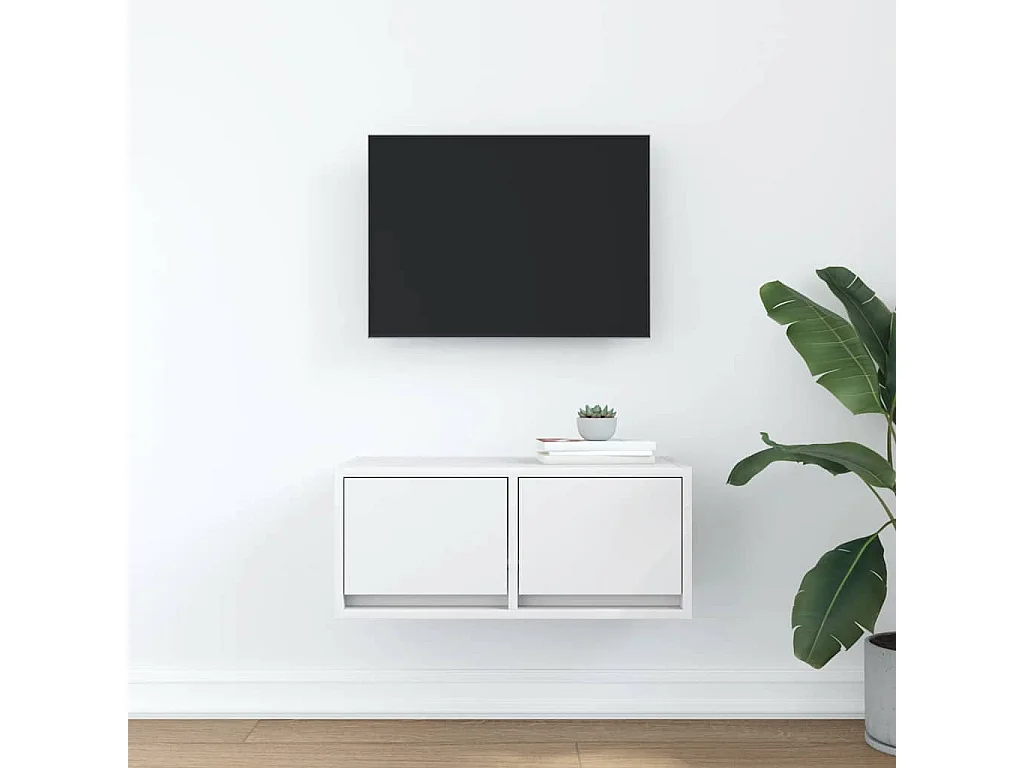 Meuble TV blanc 60x31x25,5 cm bois d'ingénierie