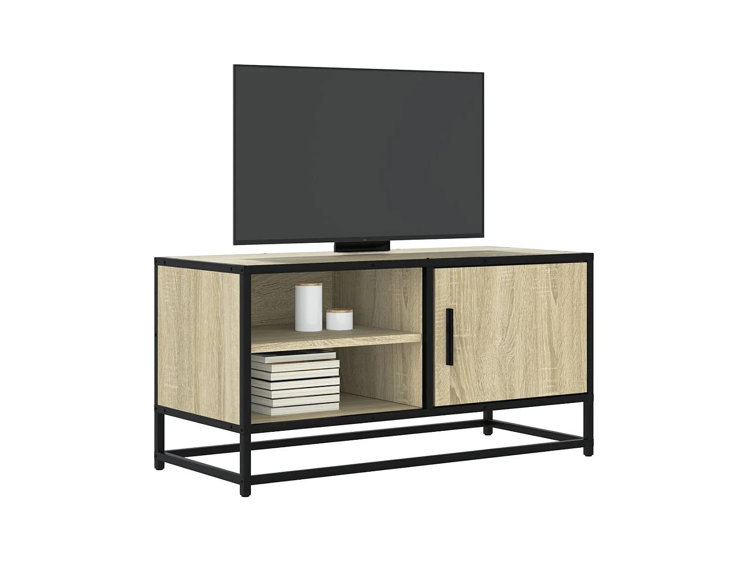 Meuble TV chêne sonoma 80x34,5x40 cm bois d'ingénierie et métal