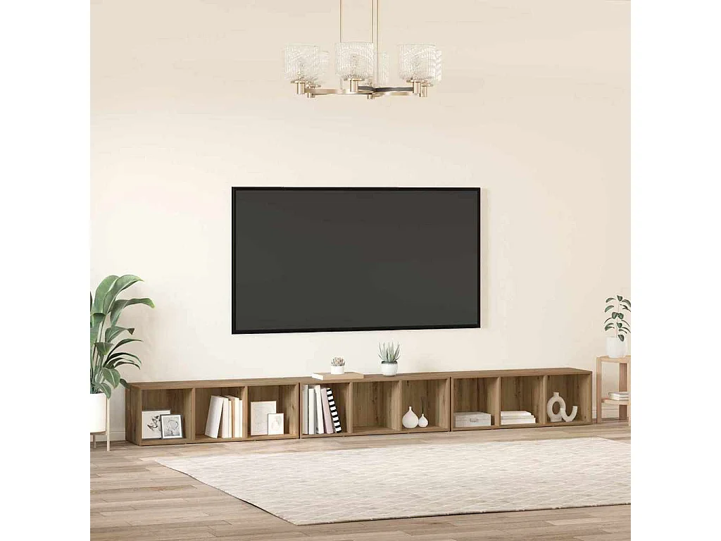 Meuble TV 3 pièces chêne artisanal 37 x 35 x 107.5 cm