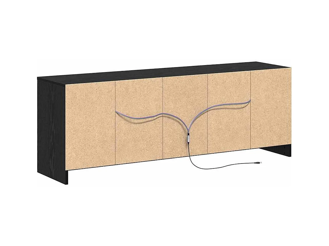 Meuble TV Noir 139,5 x 34 x 50 cm Bois d'ingénierie