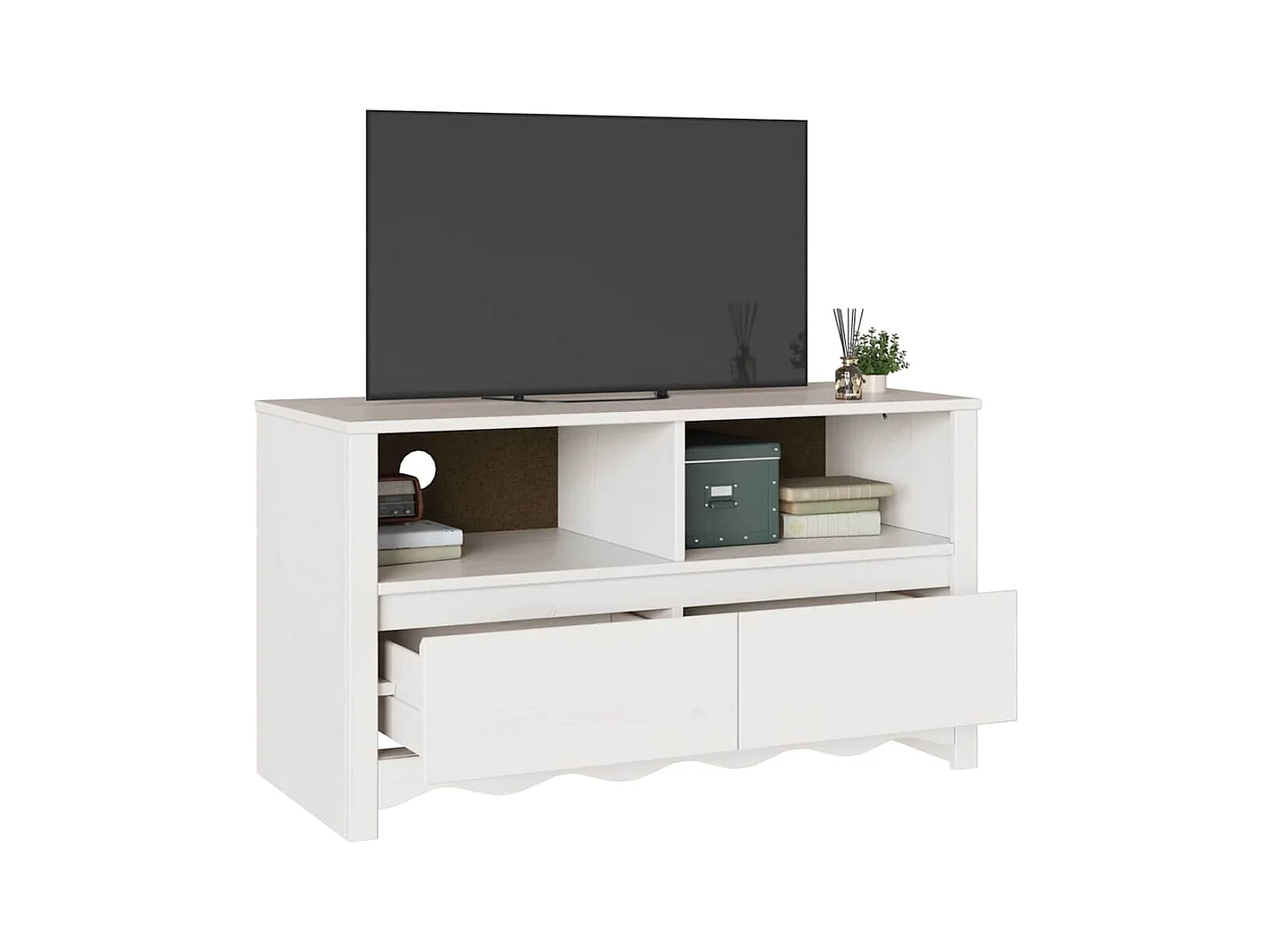 Meuble TV Drammen Blanc 99 x 43 x 55 cm Bois de pin massif