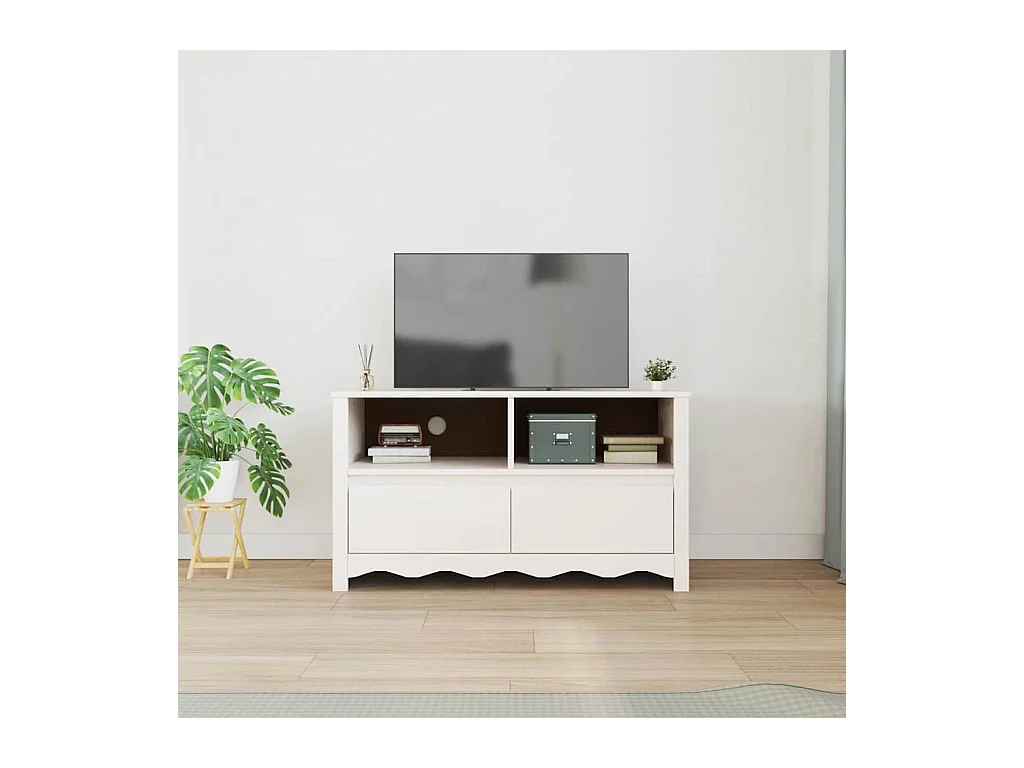 Meuble TV Drammen Blanc 99 x 43 x 55 cm Bois de pin massif