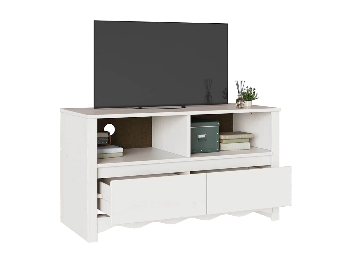 Meuble TV Drammen Blanc 99 x 43 x 55 cm Bois de pin massif