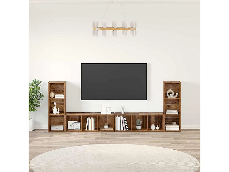 Gabinete de TV 4 piezas Madera vieja 37 x 35 x 107.5 cm