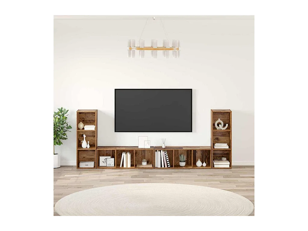 Meuble TV 4 pièces Bois ancien 37 x 35 x 107.5 cm Bois stratifié