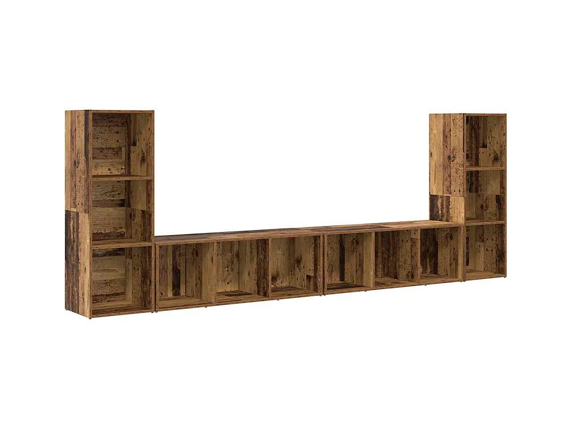 Meuble TV 4 pièces Bois ancien 37 x 35 x 107.5 cm Bois stratifié
