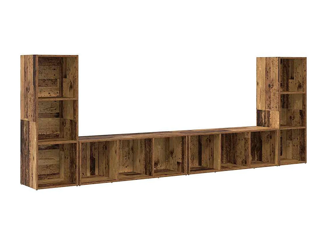 Meuble TV 4 pièces Bois ancien 37 x 35 x 107.5 cm Bois stratifié