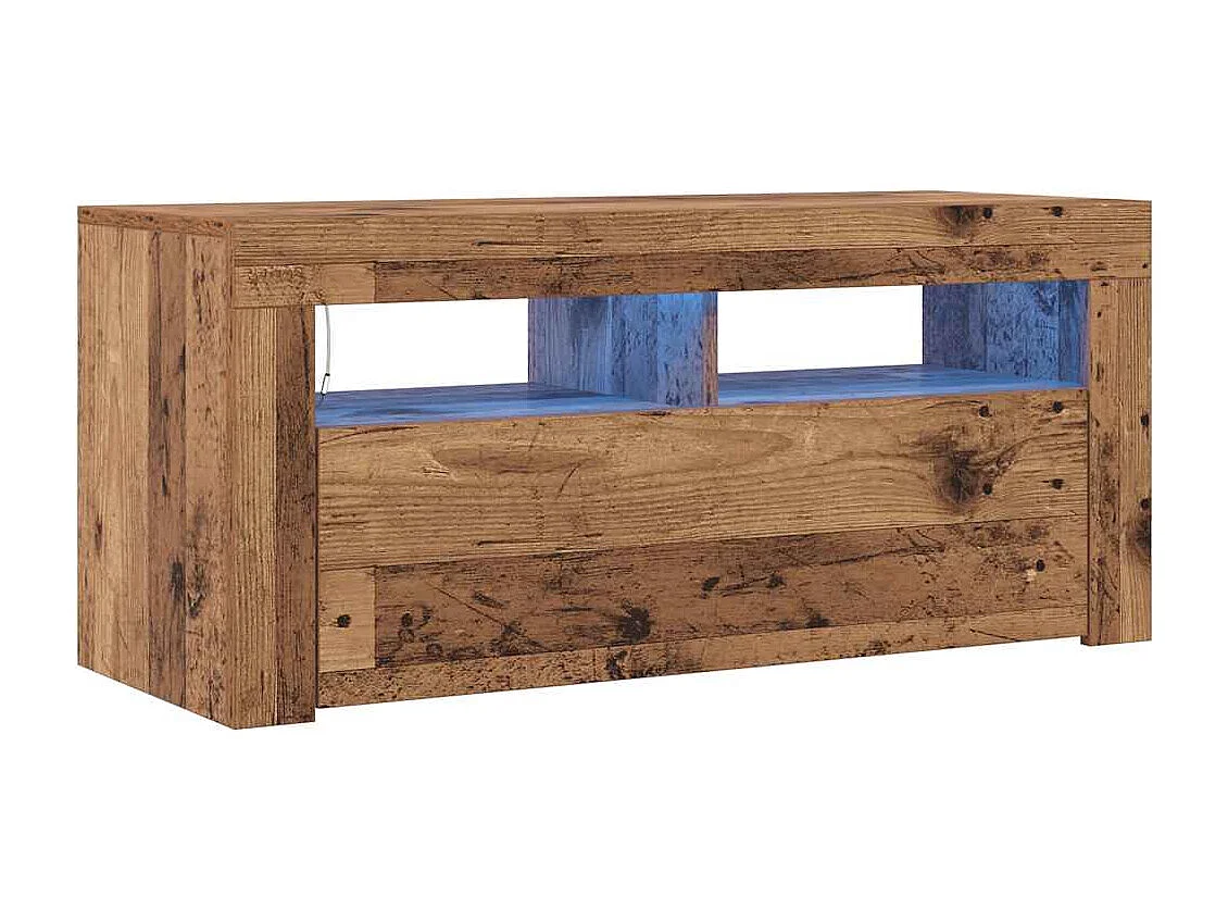 Meuble TV avec lumières LED vieux bois bois d'ingénierie