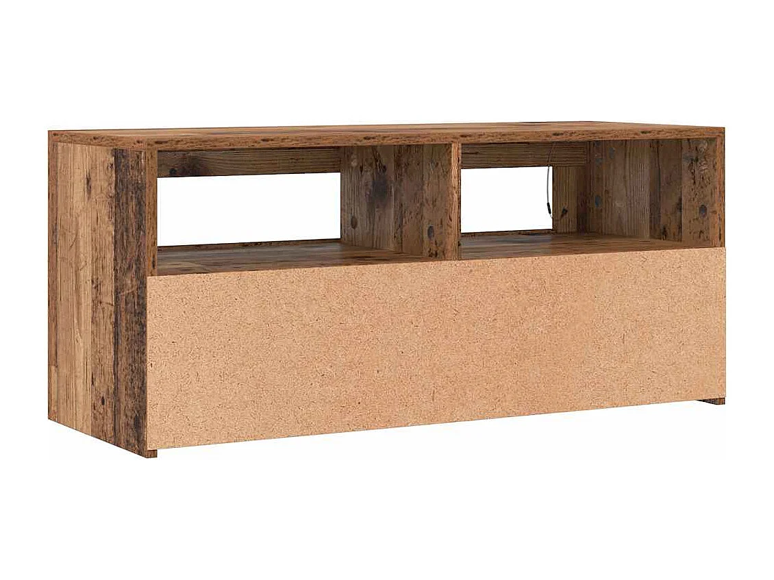 Meuble TV avec lumières LED vieux bois bois d'ingénierie