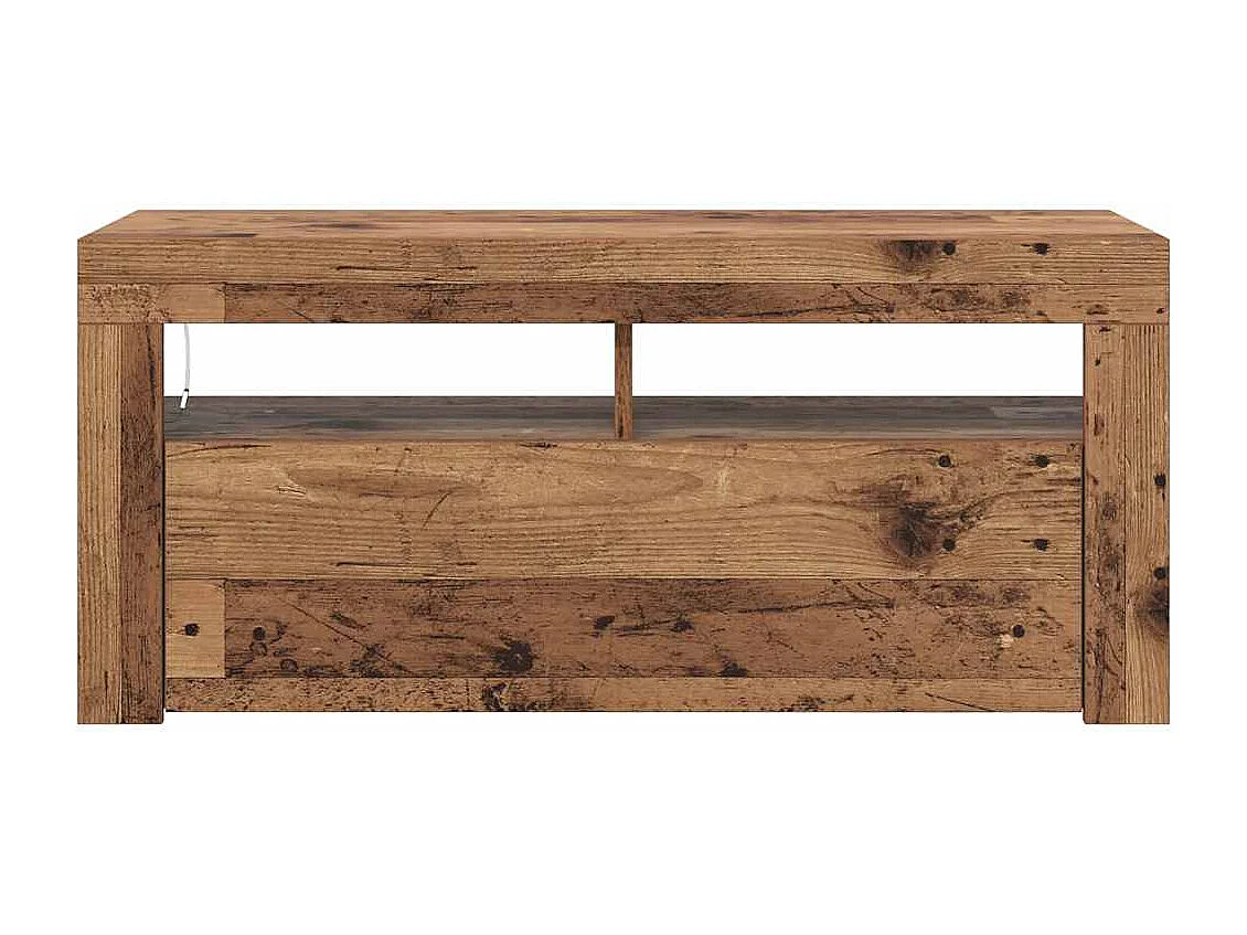 Meuble TV avec lumières LED vieux bois bois d'ingénierie