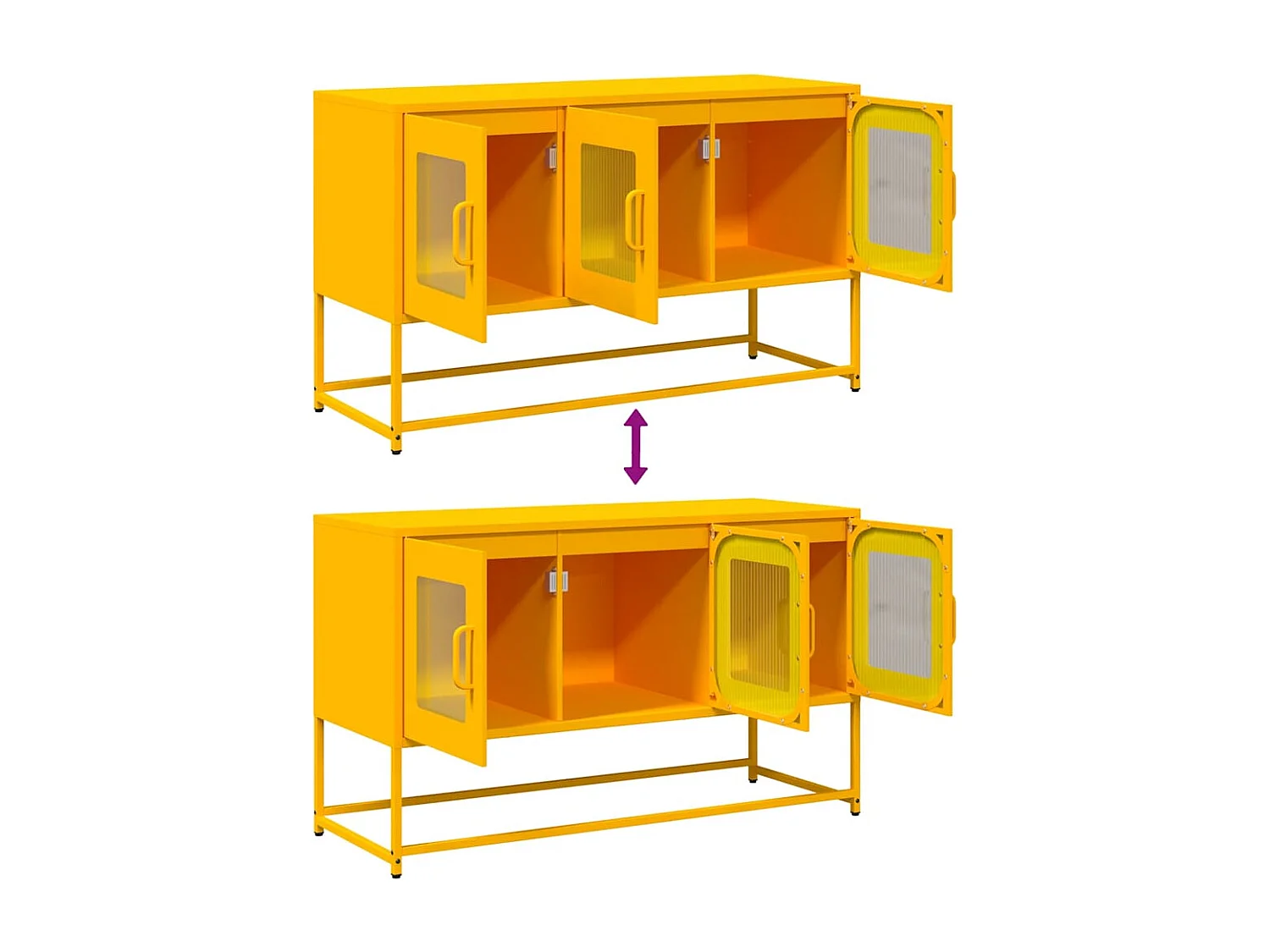 Meuble TV jaune moutarde 100,5x39x60,5 cm acier laminé à froid