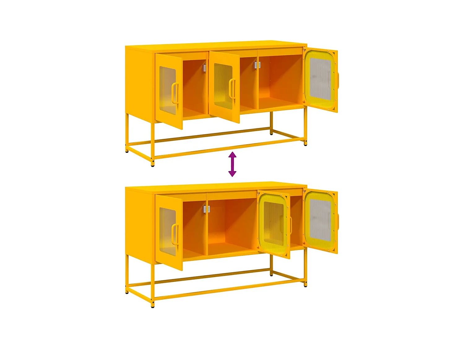 Meuble TV jaune moutarde 100,5x39x60,5 cm acier laminé à froid