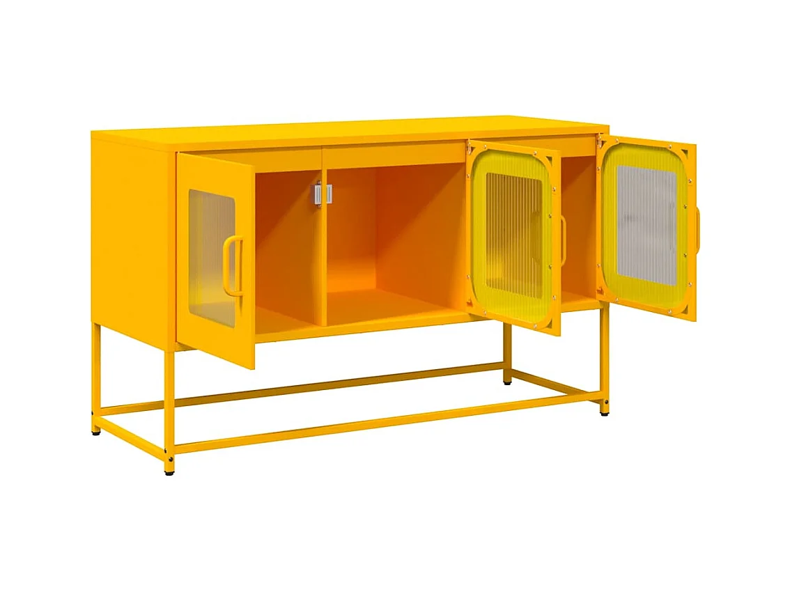 Meuble TV jaune moutarde 100,5x39x60,5 cm acier laminé à froid