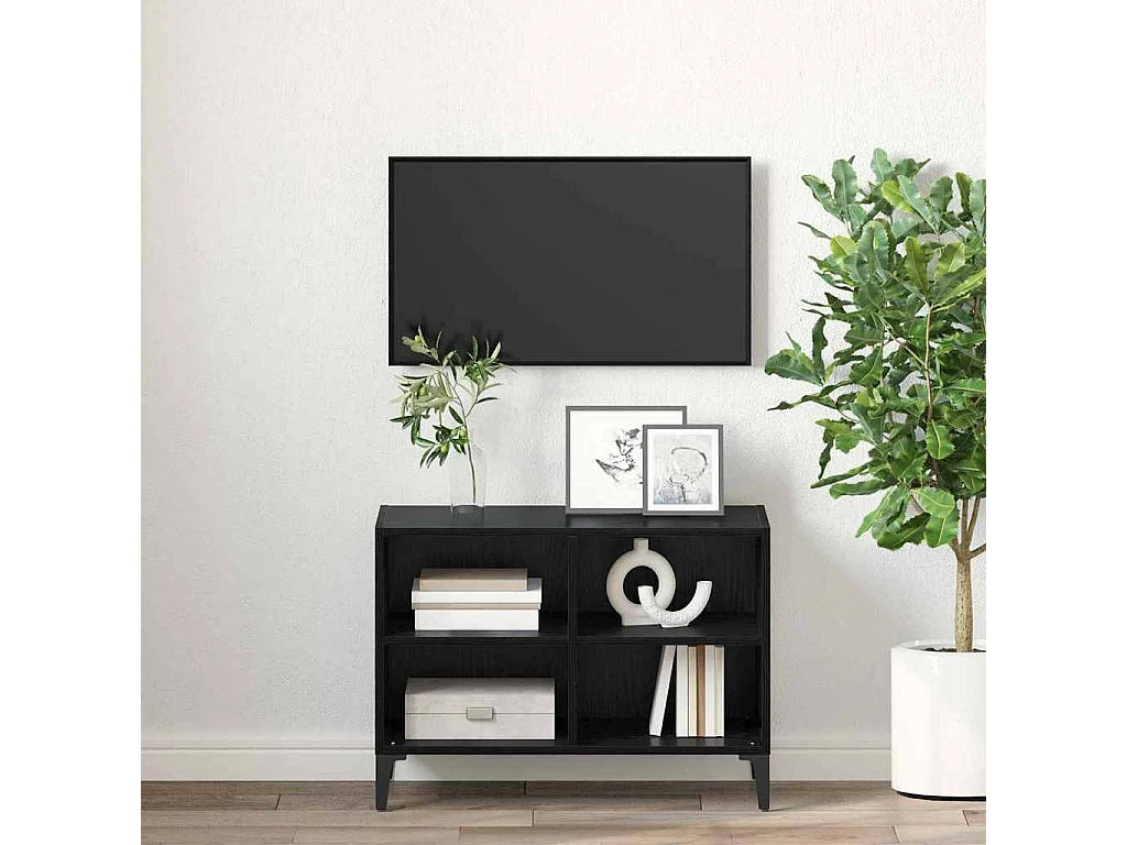 Meuble TV Noir 69.5 x 30 x 50 cm Bois d'ingénierie