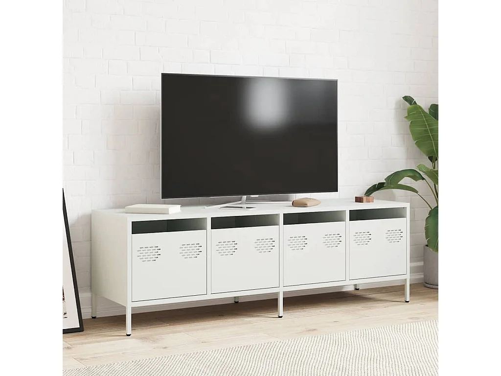 Mueble para TV acero laminado en frío blanco 135x39x43,5 cm