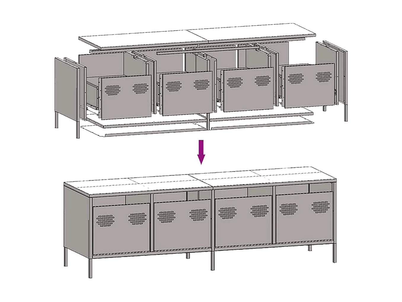 Mueble para TV acero laminado en frío blanco 135x39x43,5 cm