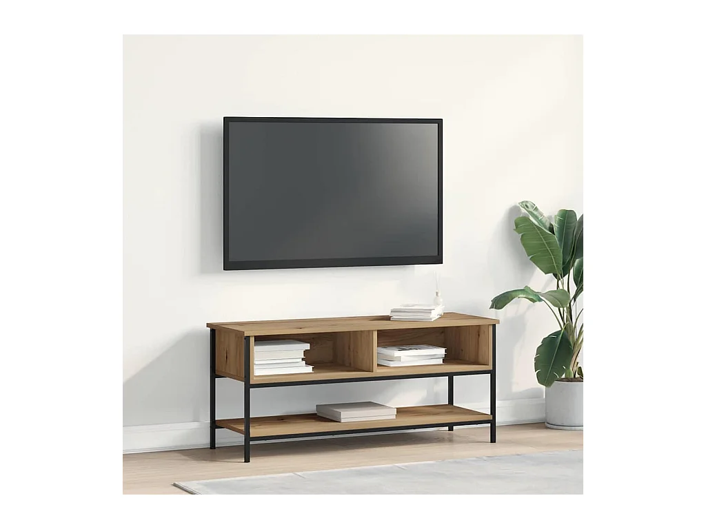 TV Kast artisanaal eikenkleurig 100 x 35 x 45 cm Bewerkt hout