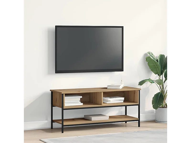 Meuble TV chêne artisanal 100 x 35 x 45 cm Bois d'ingénierie