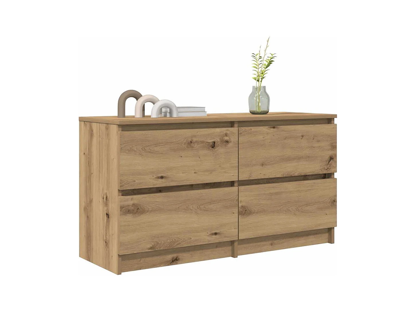 Meuble TV chêne artisanal 100x35x54 cm bois d'ingénierie