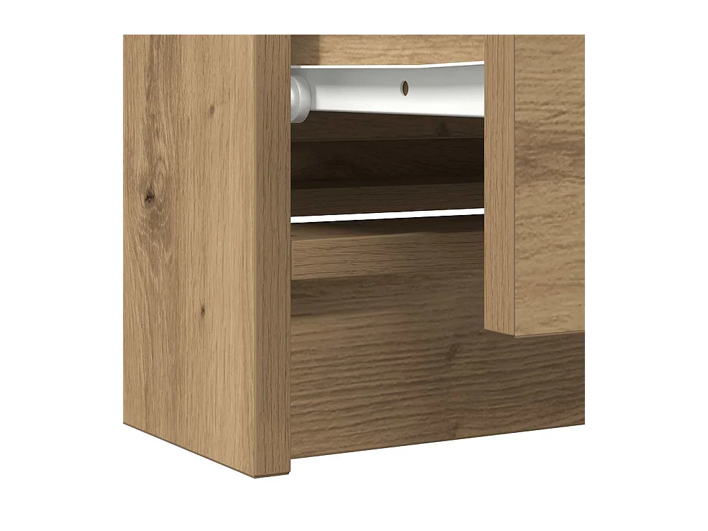 Meuble TV chêne artisanal 100x35x54 cm bois d'ingénierie
