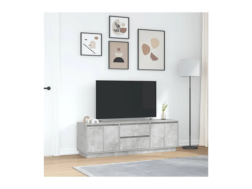 Meuble TV avec lumières LED gris béton 160,5x41x50 cm