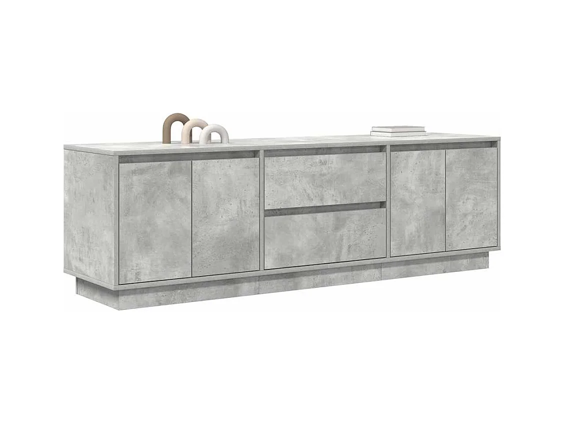 Meuble TV avec lumières LED gris béton 160,5x41x50 cm