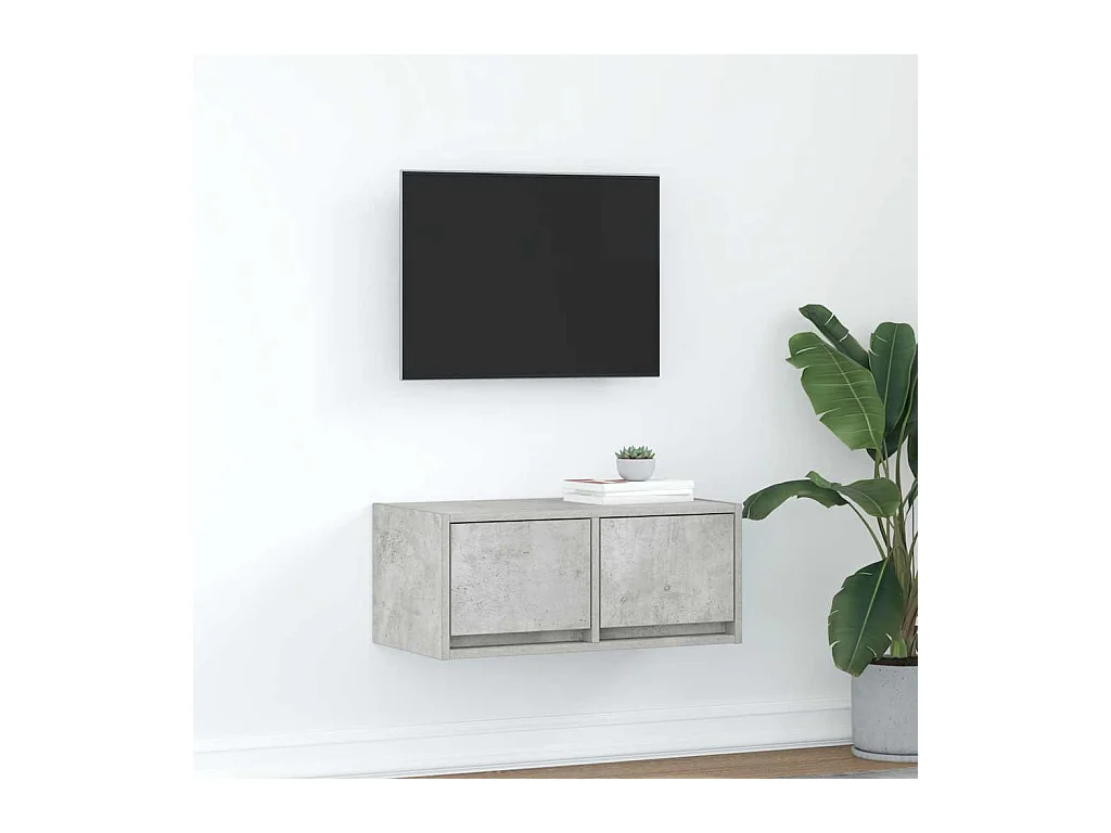 Meuble TV gris béton 60x31x25,5 cm bois d'ingénierie