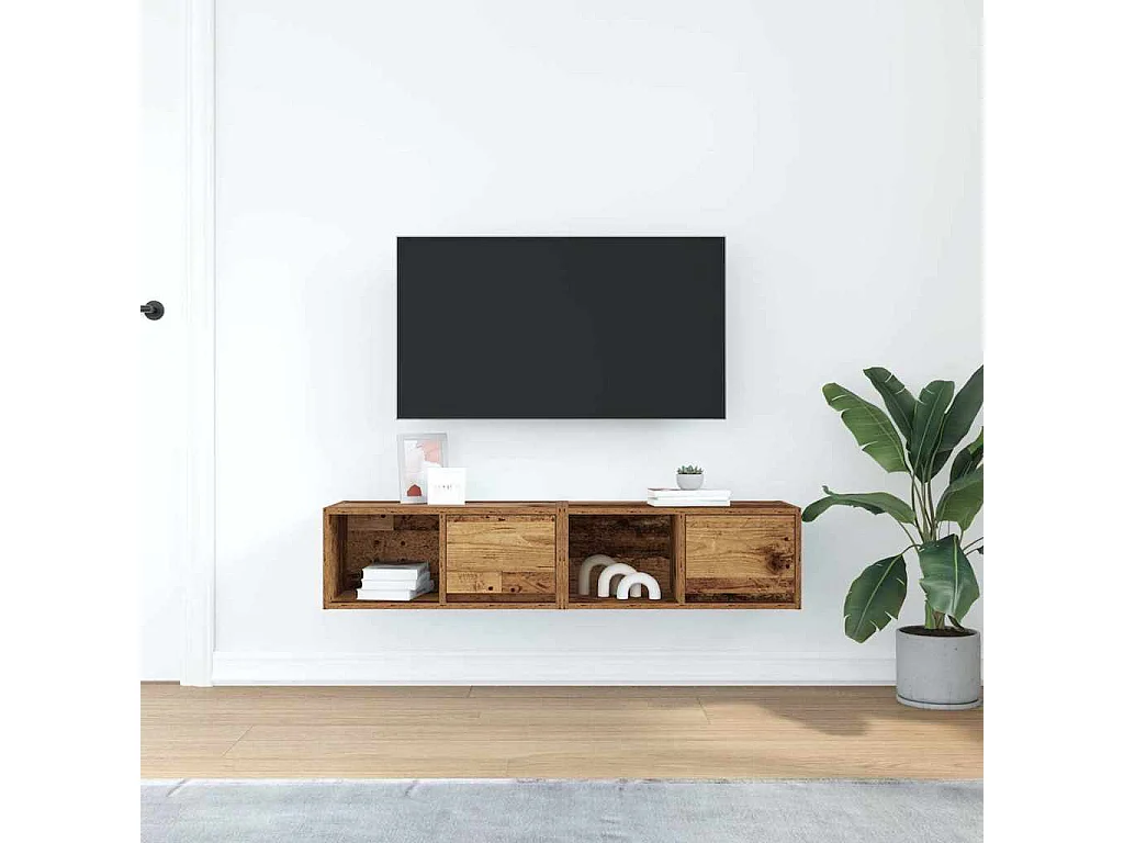 Meubles TV 2 pièces vieux bois 60x31x25,5 cm bois d'ingénierie
