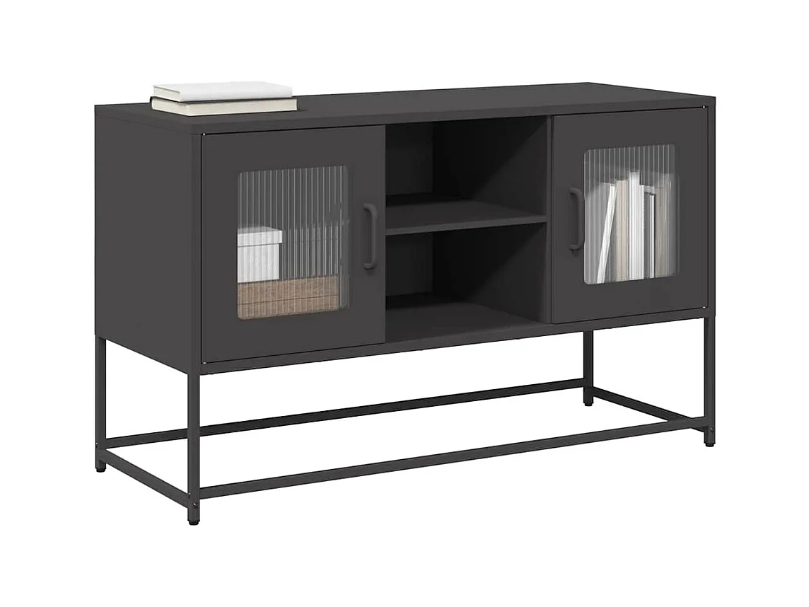 Mueble para TV de acero negro 100,5x39x60,5 cm