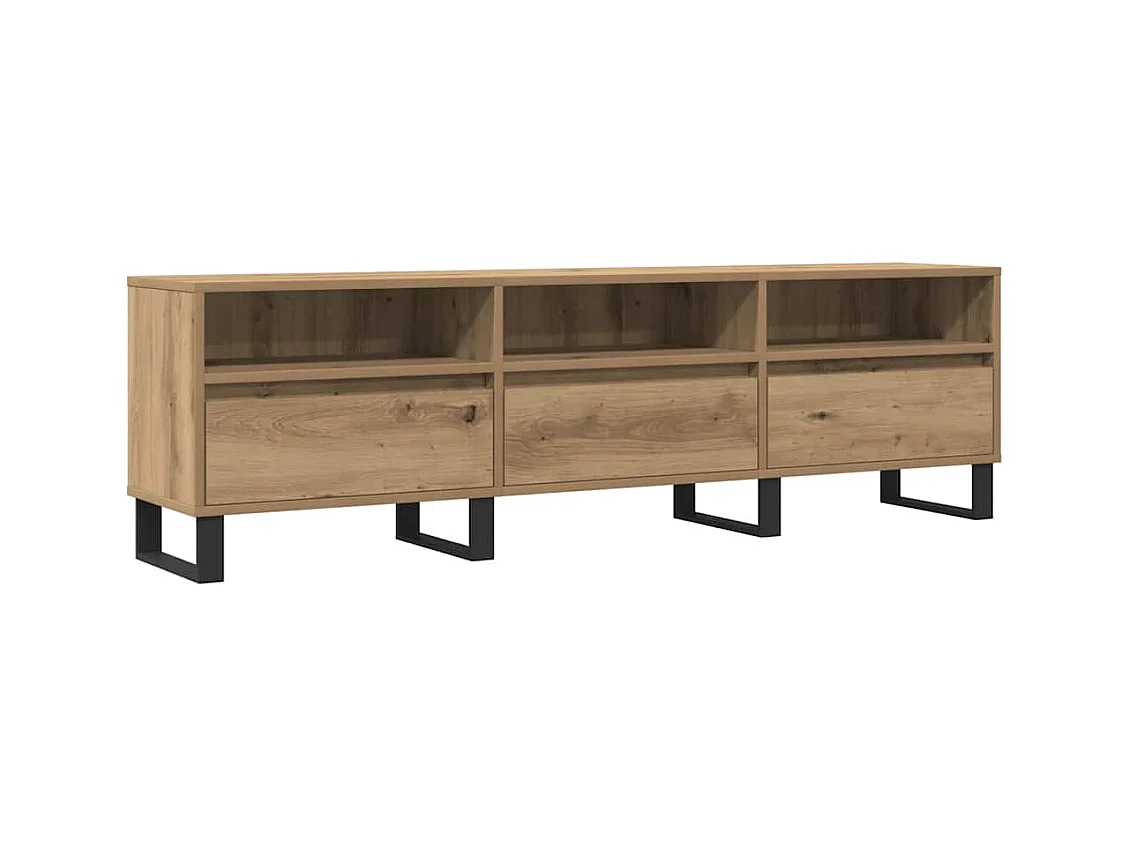 Meuble TV chêne artisanal 150x30x44,5 cm bois d'ingénierie