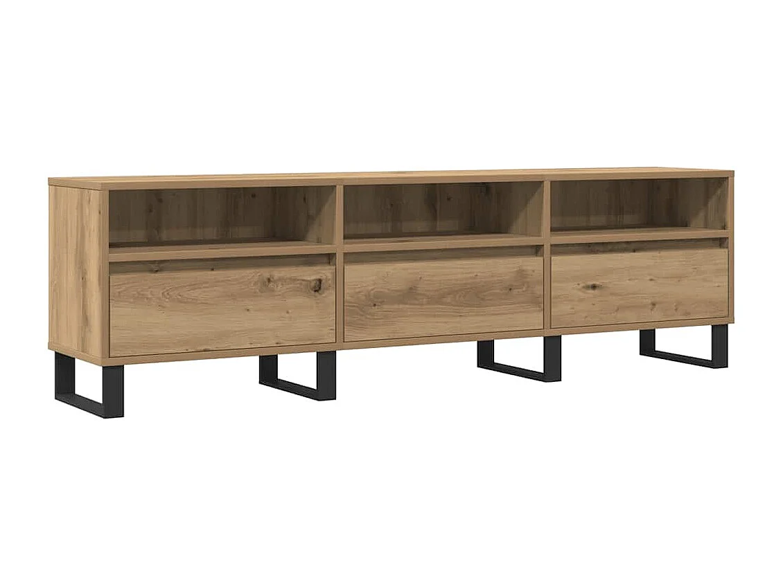 Meuble TV chêne artisanal 150x30x44,5 cm bois d'ingénierie