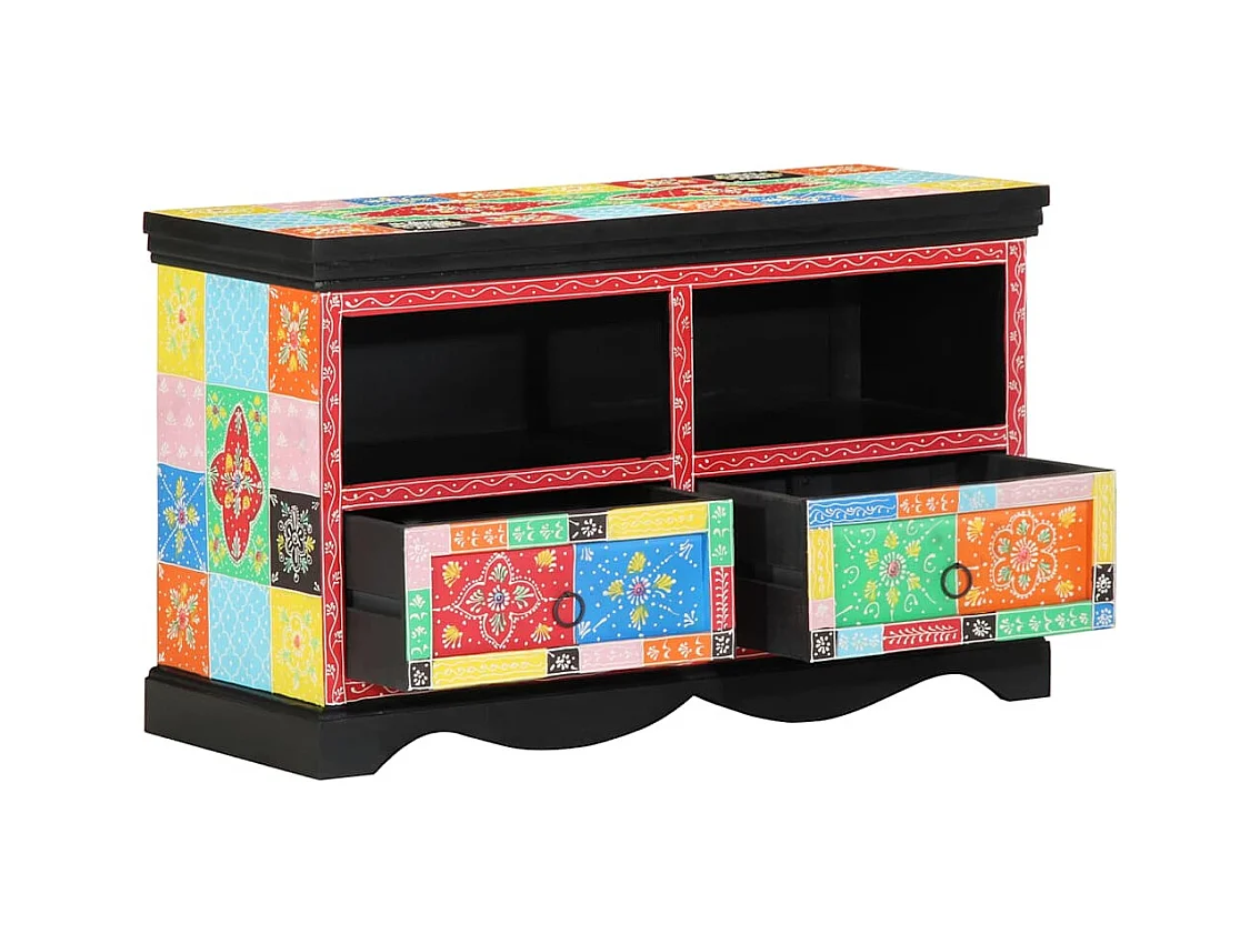 Meuble TV Multicolore 80 x 35 x 50 cm Bois de manguier massif
