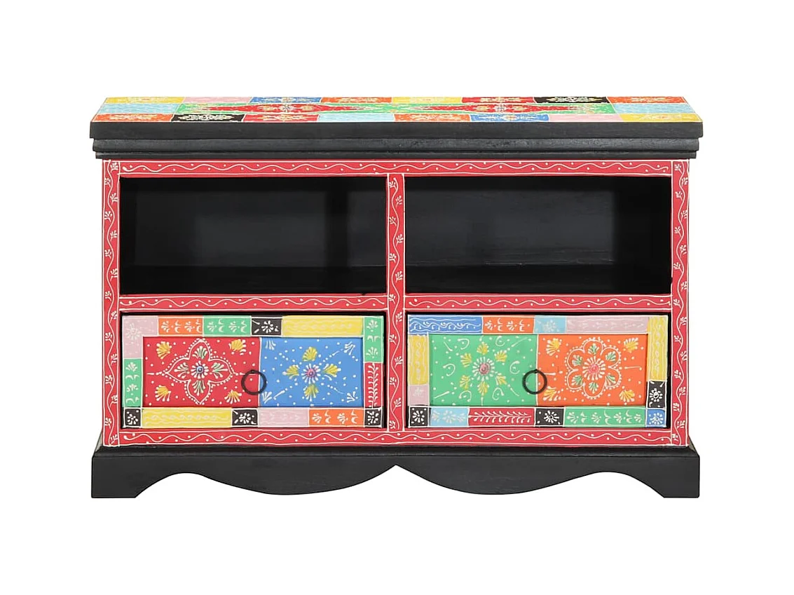 Meuble TV Multicolore 80 x 35 x 50 cm Bois de manguier massif