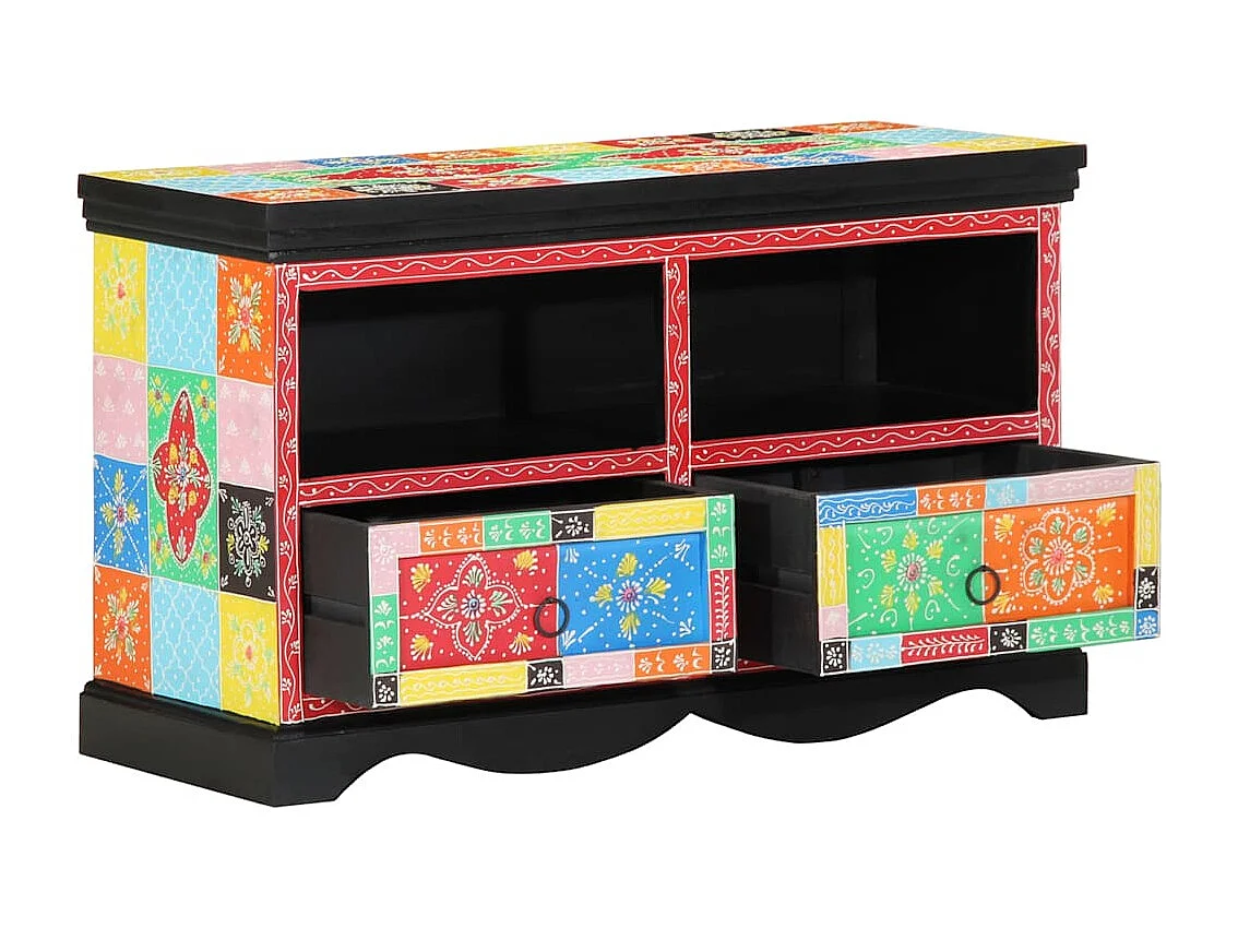 Meuble TV Multicolore 80 x 35 x 50 cm Bois de manguier massif