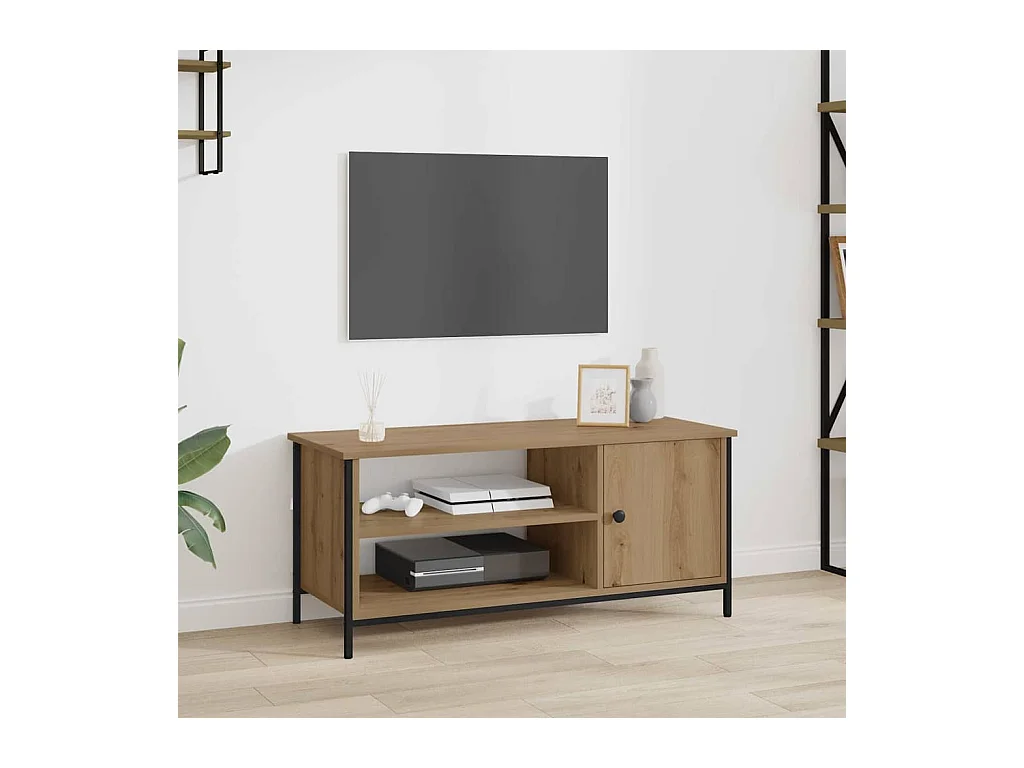 Meuble TV chêne artisanal 100 x 40 x 45 cm Bois d'ingénierie