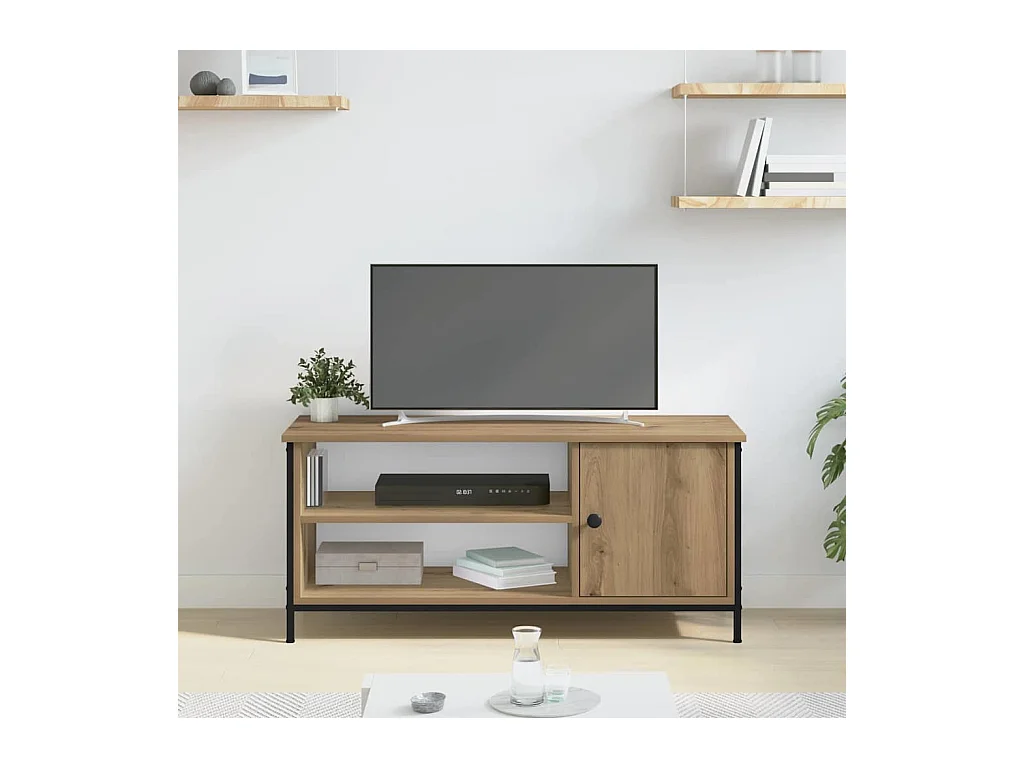 Meuble TV chêne artisanal 100 x 40 x 45 cm Bois d'ingénierie