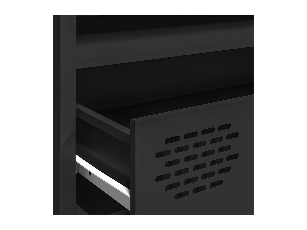 Meuble TV noir 202x39x43,5 cm acier laminé à froid