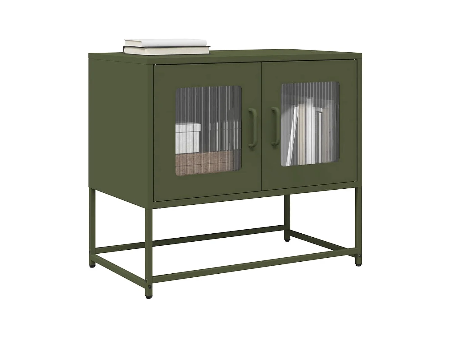 Mueble de TV acero laminado en frío verde oliva 68x39x60,5 cm